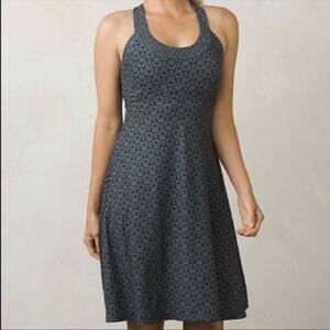 prAna Athletic Dress Womens S Black Gray Shelf Bra Sleeveless Racerback Logo